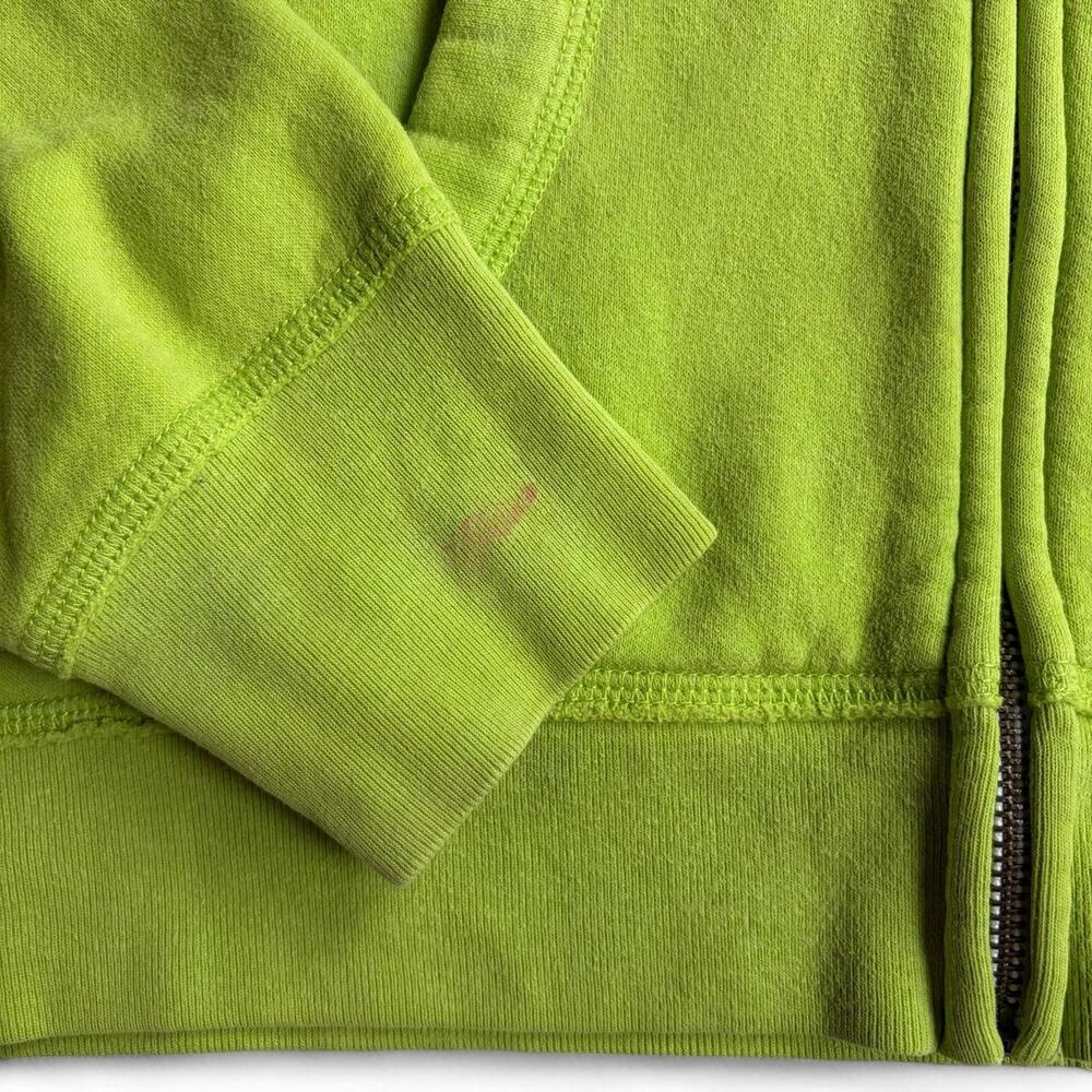 Vintage Y2K Aeropostale Lime Green Zip Up Jacket Hoodie Embroidered Patch Logo - Picture 6 of 7